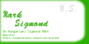 mark sigmond business card